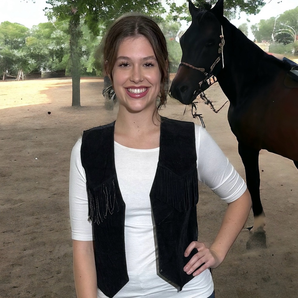 Women's Black Fringe Vest